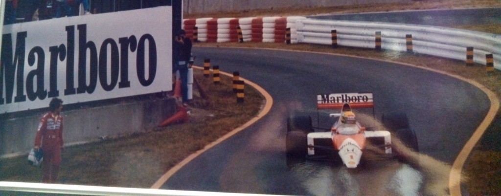 Suzuka: Prost sees Senna re-entering the race; proceeds to the Steward's tower....