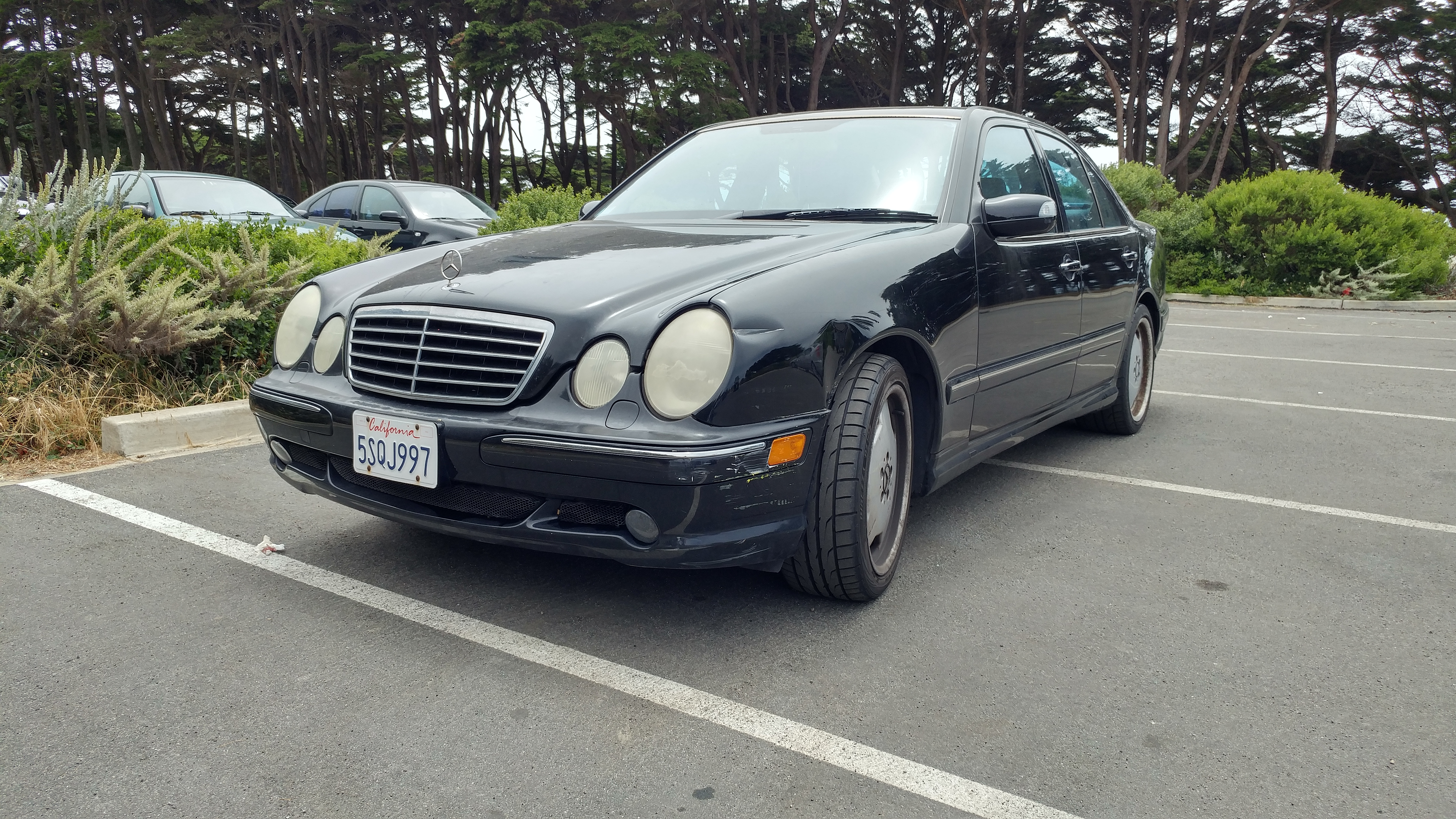 2002 Mercedes-Benz E55 AMG: 2200 miles in 10 days; reckon that has bedded in the new trans!